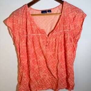 Coral Polka Dot Star Women's Top